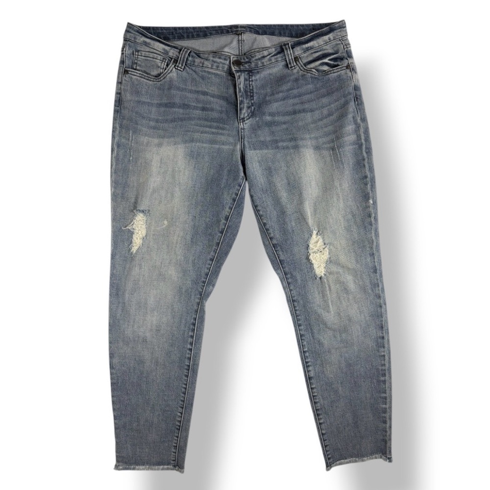 KUT From The Kloth Slim Tapered Straight Leg Distressed Stretch Denim Jeans 16W